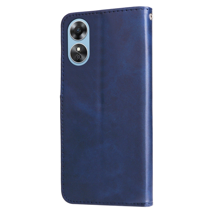 For OPPO A17 Calf Texture Zipper Leather Phone Case