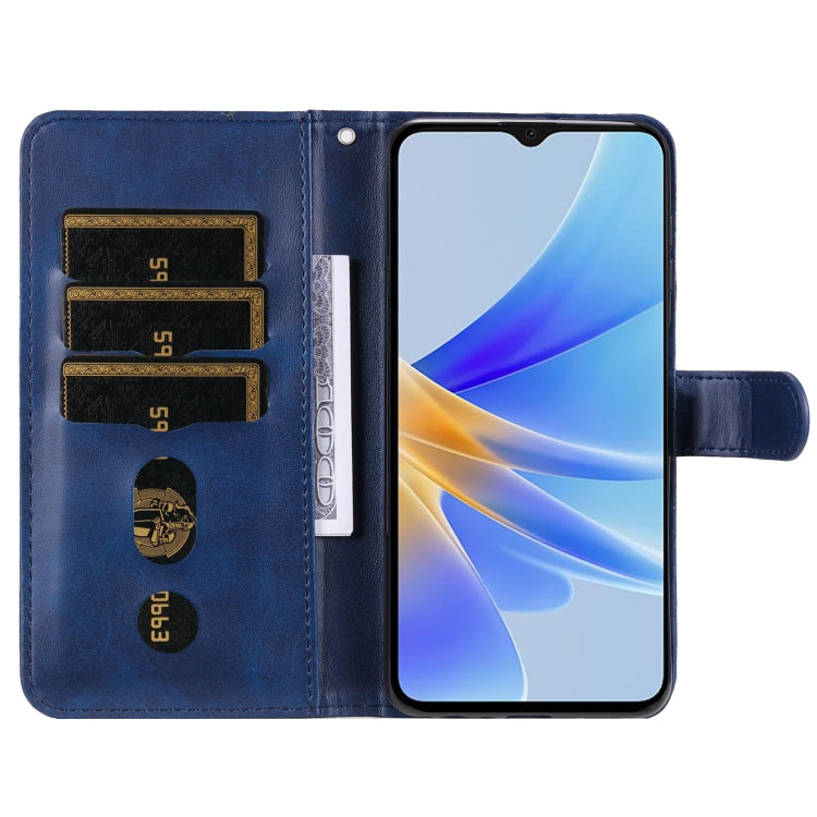 For OPPO A17 Calf Texture Zipper Leather Phone Case