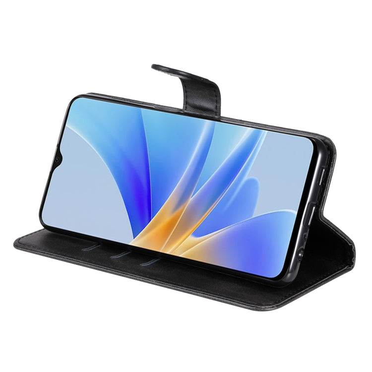 For OPPO A17 Calf Texture Zipper Leather Phone Case