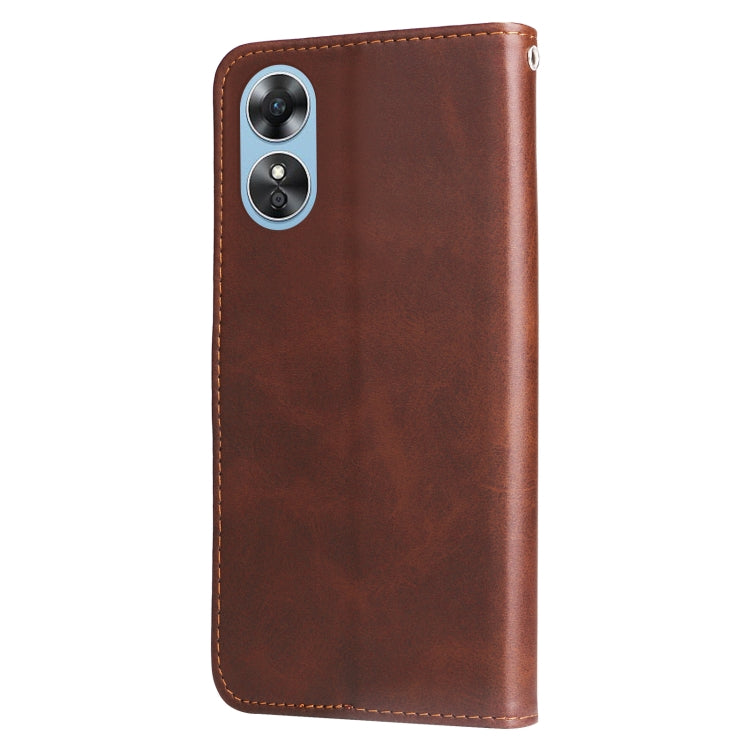 For OPPO A17 Calf Texture Zipper Leather Phone Case