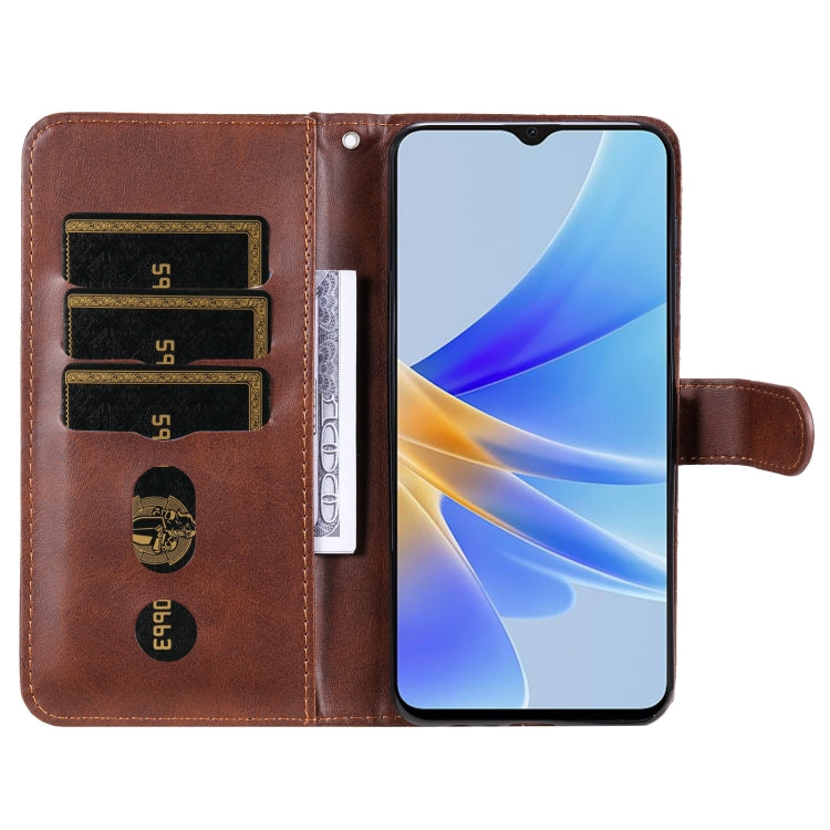 For OPPO A17 Calf Texture Zipper Leather Phone Case