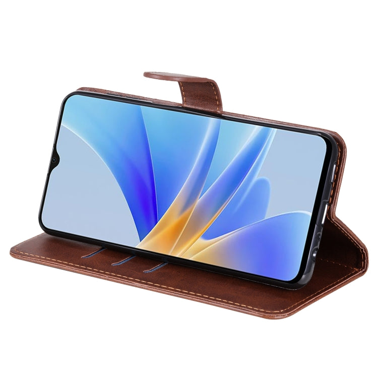 For OPPO A17 Calf Texture Zipper Leather Phone Case