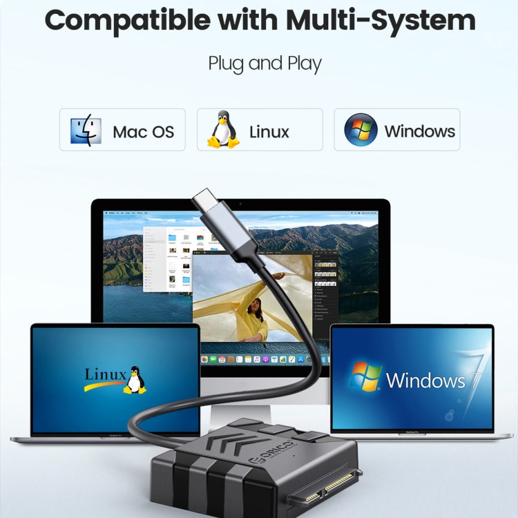 ORICO UTS1 Type-C / USB-C USB 3.0 2.5-inch SATA HDD Adapter with 12V 2A Power Adapter, Cable Length:0.5m