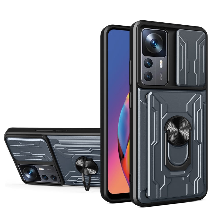 For Xiaomi 12T / 12T Pro / Redmi K50 Ultra Sliding Camshield TPU+PC Phone Case with Card Slot