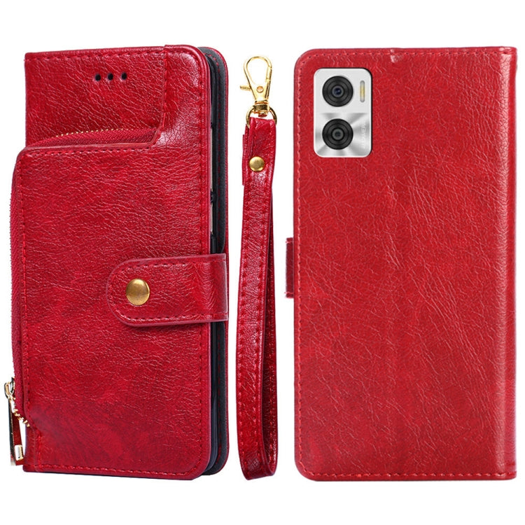 For Motorola Moto E22/E22i Zipper Bag Flip Leather Phone Case