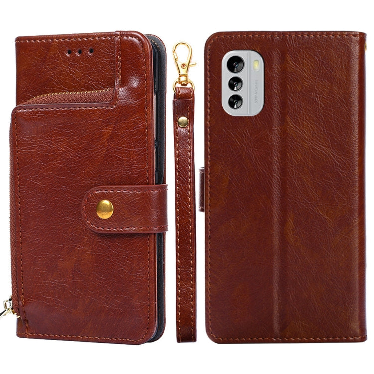 For Nokia G60 5G Zipper Bag Flip Leather Phone Case