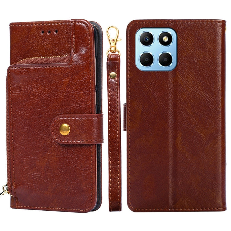 For Honor X8 5G/X6 Zipper Bag Flip Leather Phone Case