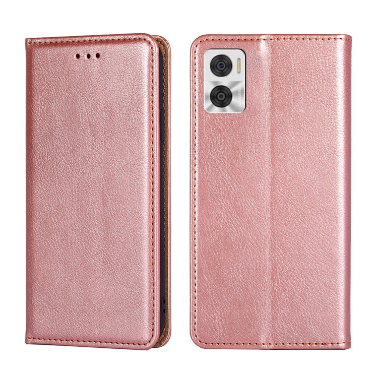 For Motorola Moto E22/E22i Gloss Oil Solid Color Magnetic Leather Phone Case