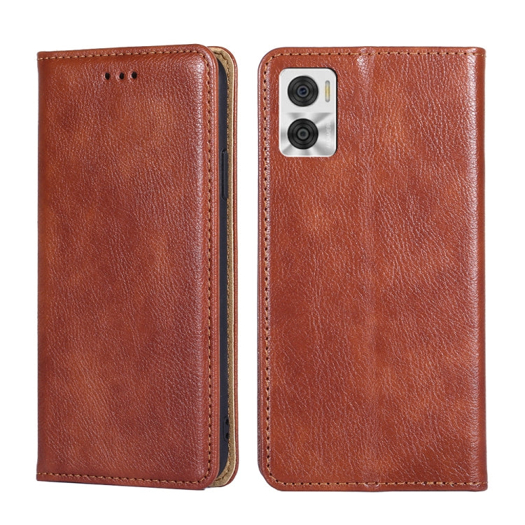 For Motorola Moto E22/E22i Gloss Oil Solid Color Magnetic Leather Phone Case