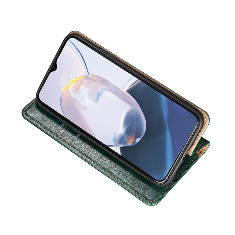For Motorola Moto E22/E22i Gloss Oil Solid Color Magnetic Leather Phone Case
