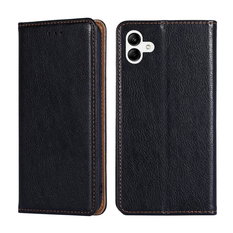 For Samsung Galaxy A04 Gloss Oil Solid Color Magnetic Leather Phone Case