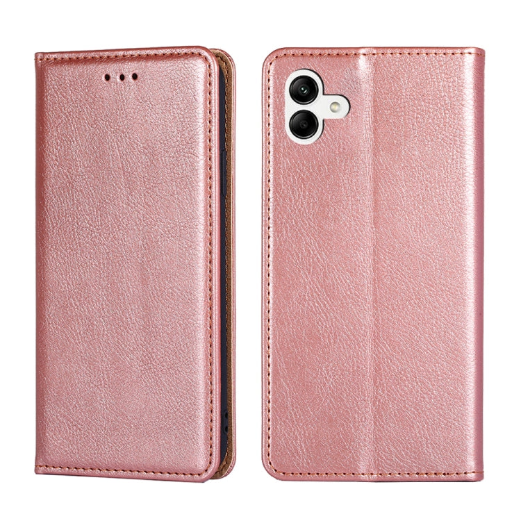 For Samsung Galaxy A04 Gloss Oil Solid Color Magnetic Leather Phone Case