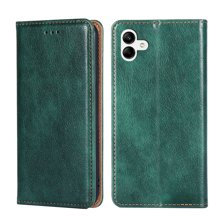 For Samsung Galaxy A04 Gloss Oil Solid Color Magnetic Leather Phone Case