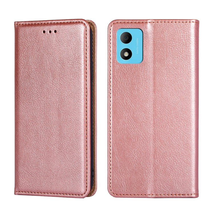 For TCL 305i Gloss Oil Solid Color Magnetic Leather Phone Case