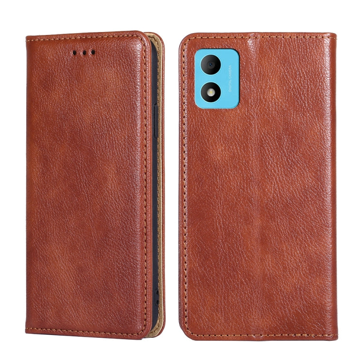For TCL 305i Gloss Oil Solid Color Magnetic Leather Phone Case