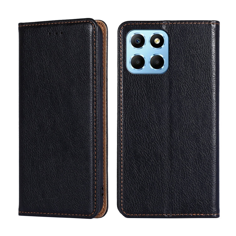 For Honor X8 5G/X6 Gloss Oil Solid Color Magnetic Leather Phone Case
