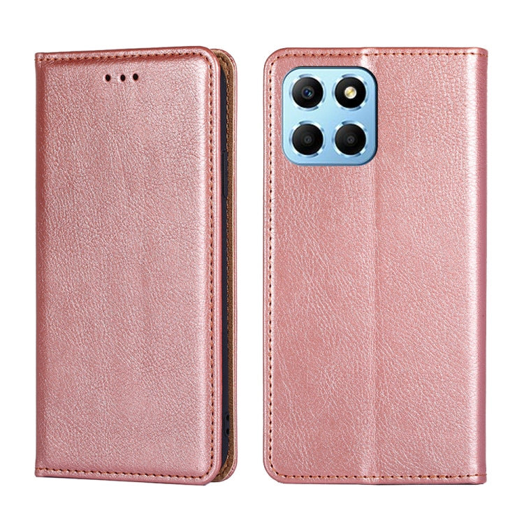 For Honor X8 5G/X6 Gloss Oil Solid Color Magnetic Leather Phone Case