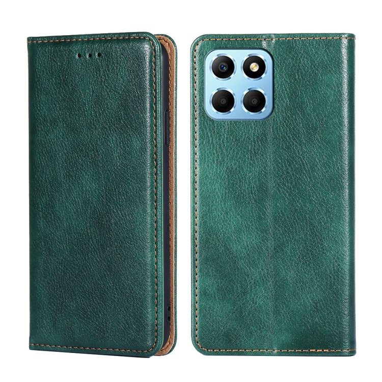 For Honor X8 5G/X6 Gloss Oil Solid Color Magnetic Leather Phone Case