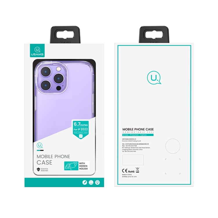 For iPhone 14 Pro USAMS US-BH809 Wingy Series Invisible Holder Phone Case(Transparent)