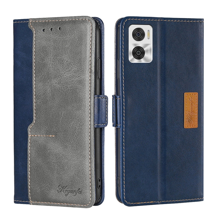 For Motorola Moto E22/E22i Contrast Color Side Buckle Leather Phone Case