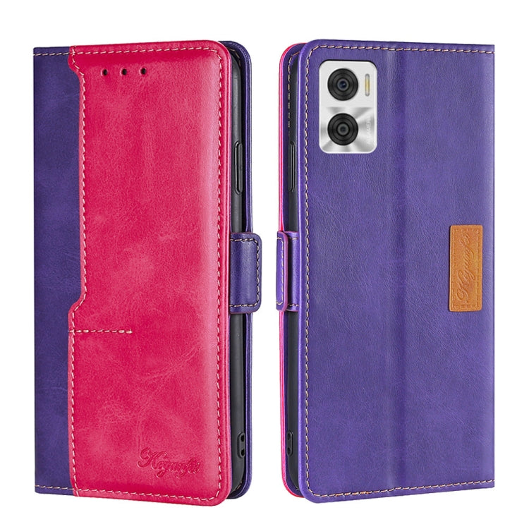 For Motorola Moto E22/E22i Contrast Color Side Buckle Leather Phone Case