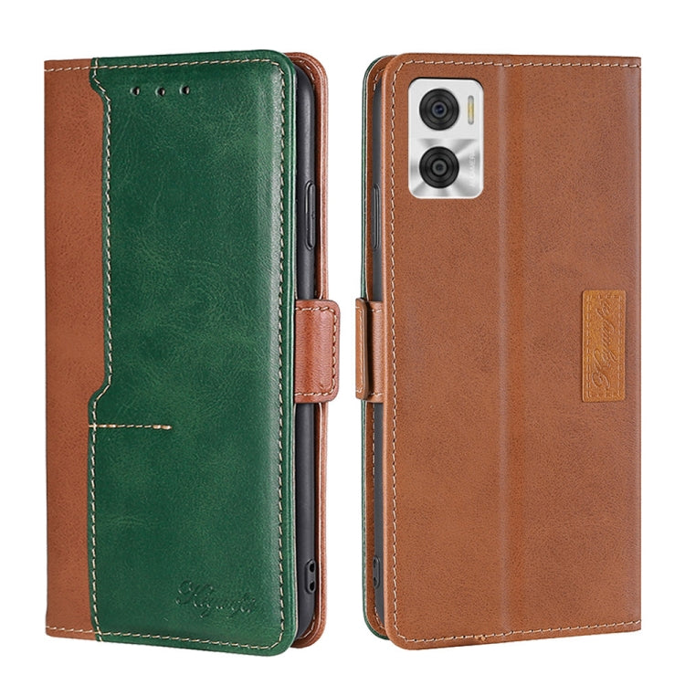 For Motorola Moto E22/E22i Contrast Color Side Buckle Leather Phone Case