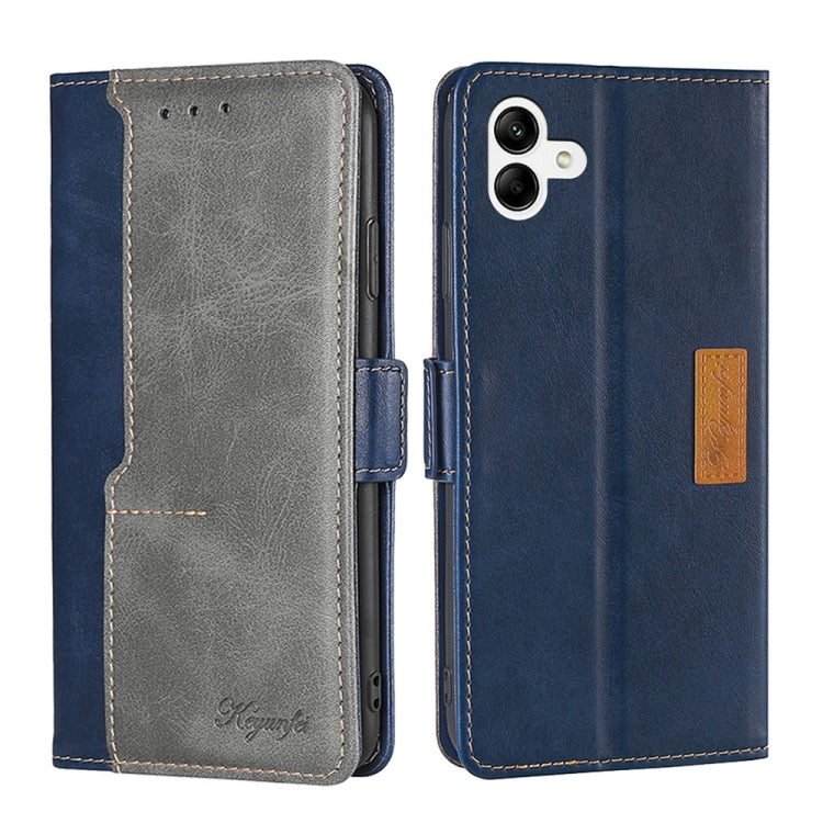 For Samsung Galaxy A04 Contrast Color Side Buckle Leather Phone Case