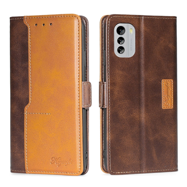 For Nokia G60 5G Contrast Color Side Buckle Leather Phone Case