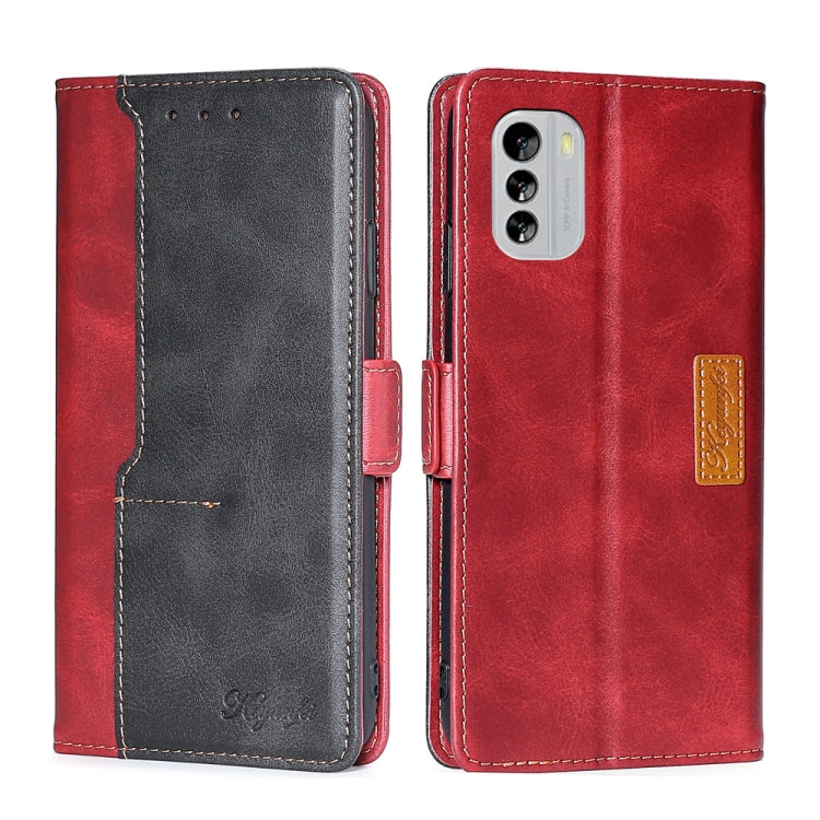 For Nokia G60 5G Contrast Color Side Buckle Leather Phone Case