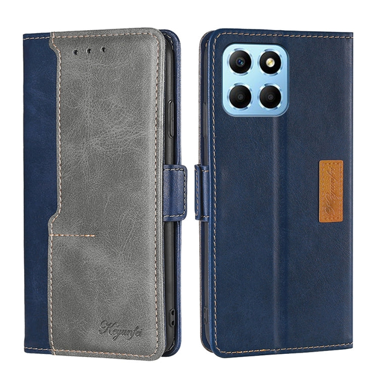 For Honor X8 5G/X6 Contrast Color Side Buckle Leather Phone Case