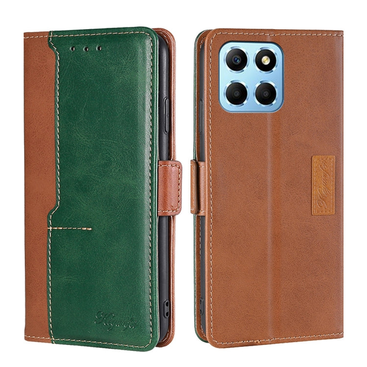 For Honor X8 5G/X6 Contrast Color Side Buckle Leather Phone Case