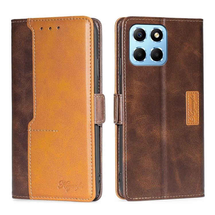 For Honor X8 5G/X6 Contrast Color Side Buckle Leather Phone Case