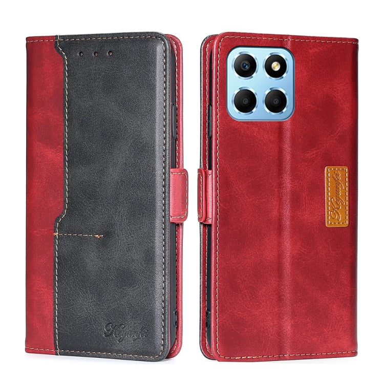 For Honor X8 5G/X6 Contrast Color Side Buckle Leather Phone Case