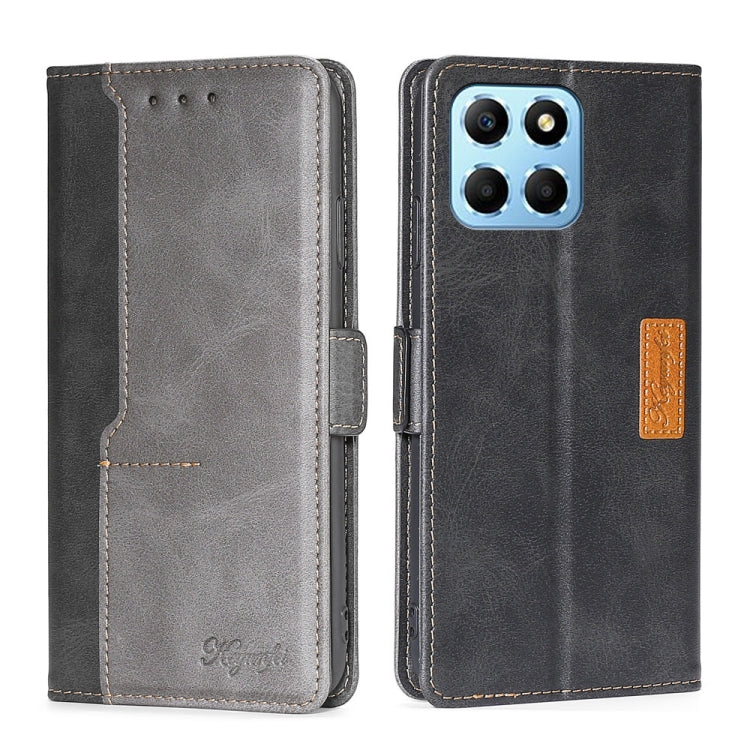 For Honor X8 5G/X6 Contrast Color Side Buckle Leather Phone Case