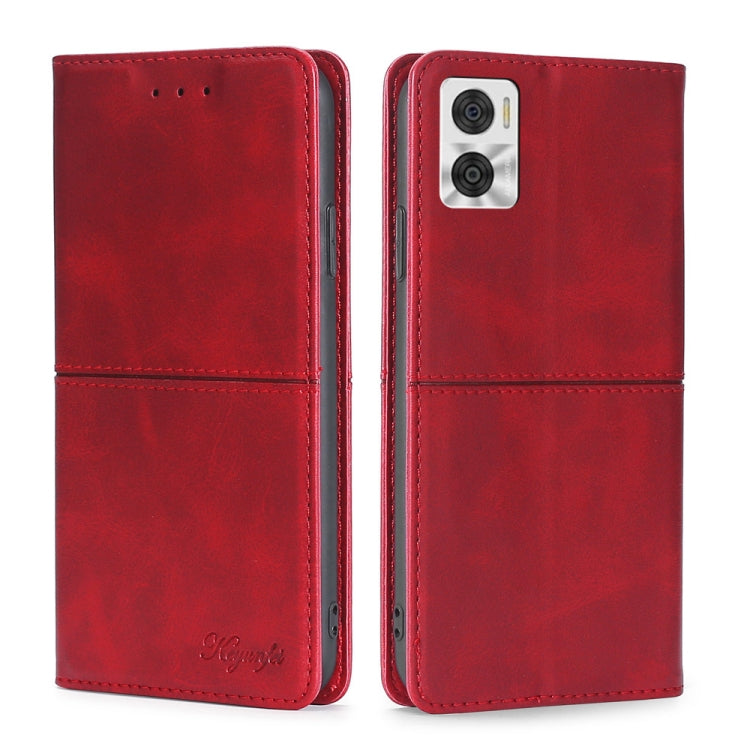 For Motorola Moto E22/E22i Cow Texture Magnetic Horizontal Flip Leather Phone Case