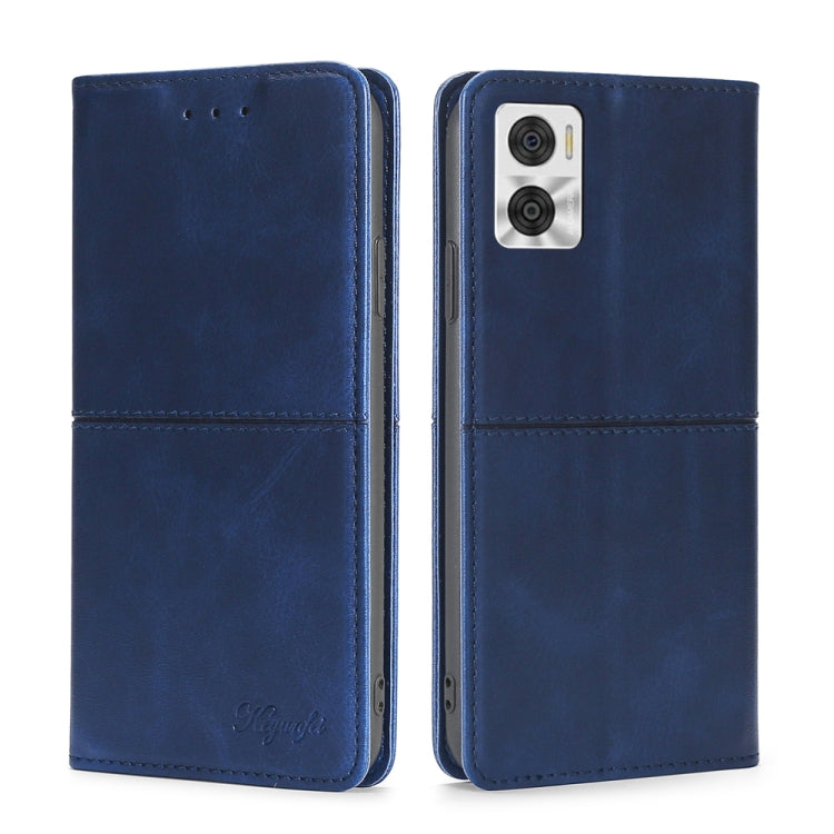 For Motorola Moto E22/E22i Cow Texture Magnetic Horizontal Flip Leather Phone Case