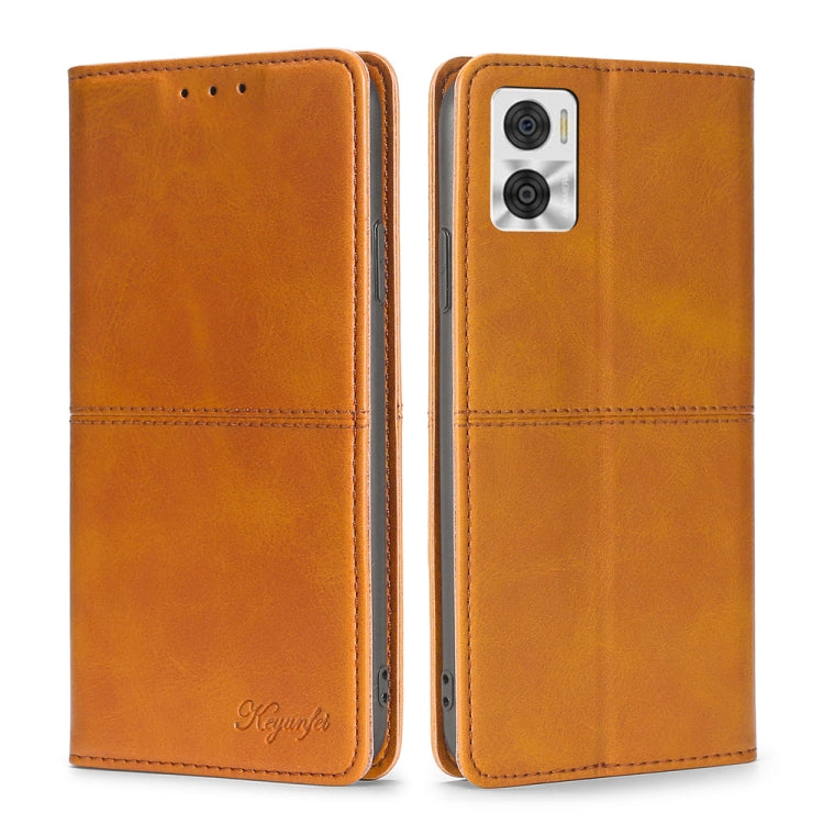 For Motorola Moto E22/E22i Cow Texture Magnetic Horizontal Flip Leather Phone Case