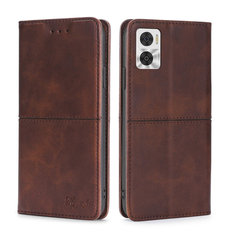 For Motorola Moto E22/E22i Cow Texture Magnetic Horizontal Flip Leather Phone Case