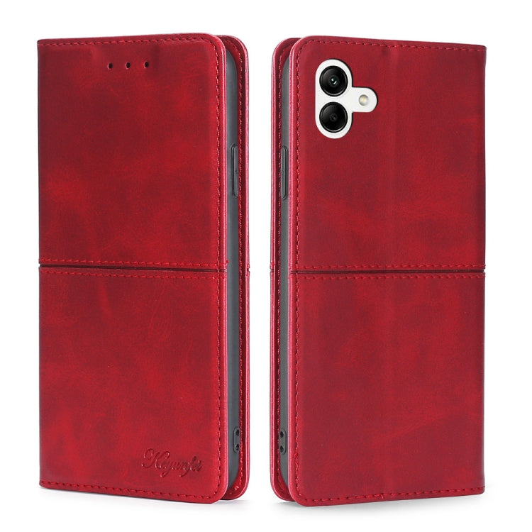 For Samsung Galaxy A04 Cow Texture Magnetic Horizontal Flip Leather Phone Case