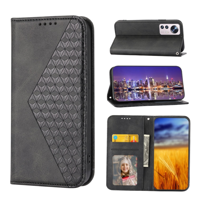 For Xiaomi 12T/12T Pro/Redmi K50 Ultra Cubic Grid Calf Texture Magnetic Closure Leather Phone Case