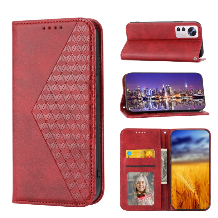 For Xiaomi 12T/12T Pro/Redmi K50 Ultra Cubic Grid Calf Texture Magnetic Closure Leather Phone Case