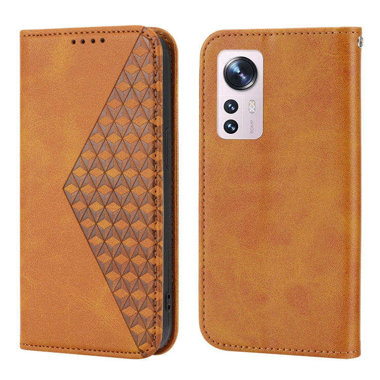For Xiaomi 12T/12T Pro/Redmi K50 Ultra Cubic Grid Calf Texture Magnetic Closure Leather Phone Case