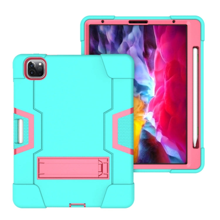 For iPad Pro 11 inch 2021 / 2020 Contrast Color Robot Shockproof Silicon + PC Protective Tablet Case with Holder & Pen Slot