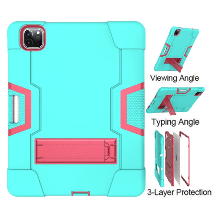 For iPad Pro 11 inch 2021 / 2020 Contrast Color Robot Shockproof Silicon + PC Protective Tablet Case with Holder & Pen Slot