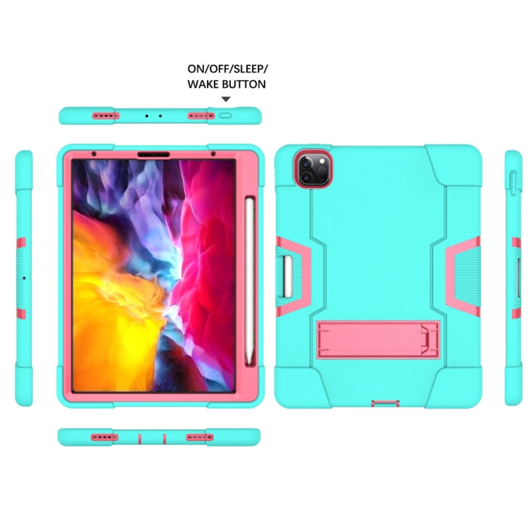 For iPad Pro 11 inch 2021 / 2020 Contrast Color Robot Shockproof Silicon + PC Protective Tablet Case with Holder & Pen Slot