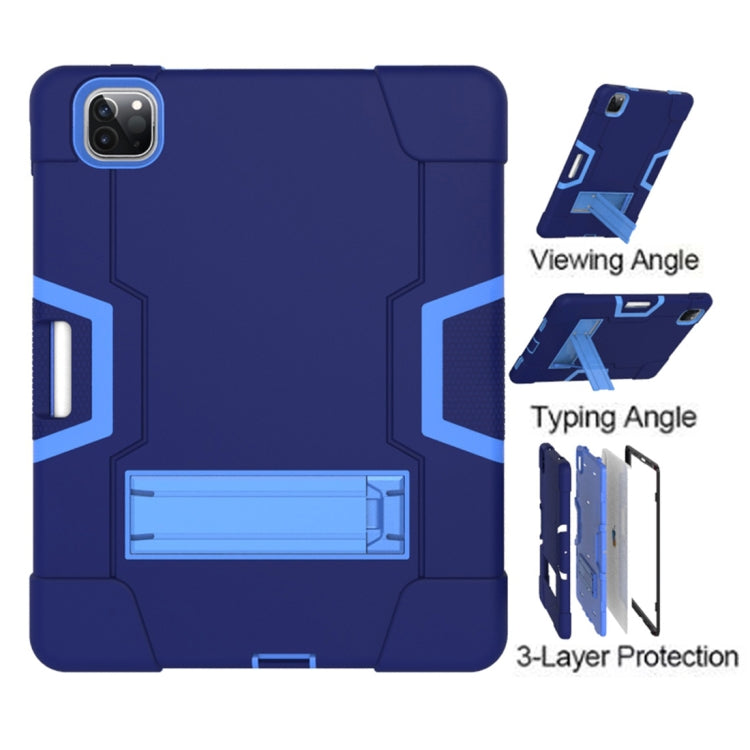 For iPad Pro 11 inch 2021 / 2020 Contrast Color Robot Shockproof Silicon + PC Protective Tablet Case with Holder & Pen Slot