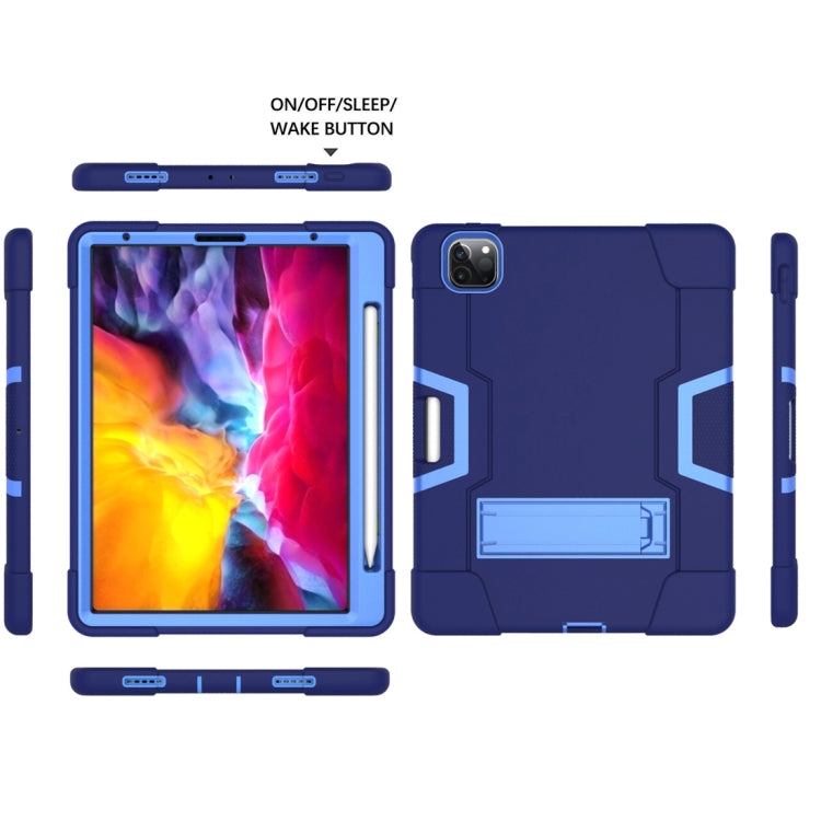 For iPad Pro 11 inch 2021 / 2020 Contrast Color Robot Shockproof Silicon + PC Protective Tablet Case with Holder & Pen Slot