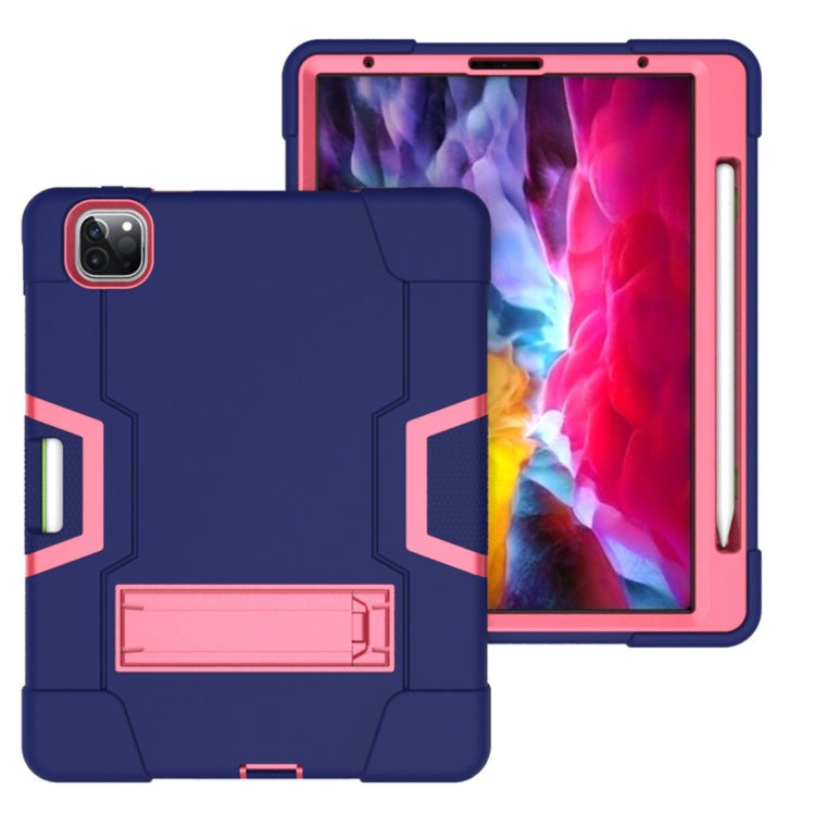 For iPad Pro 11 inch 2021 / 2020 Contrast Color Robot Shockproof Silicon + PC Protective Tablet Case with Holder & Pen Slot