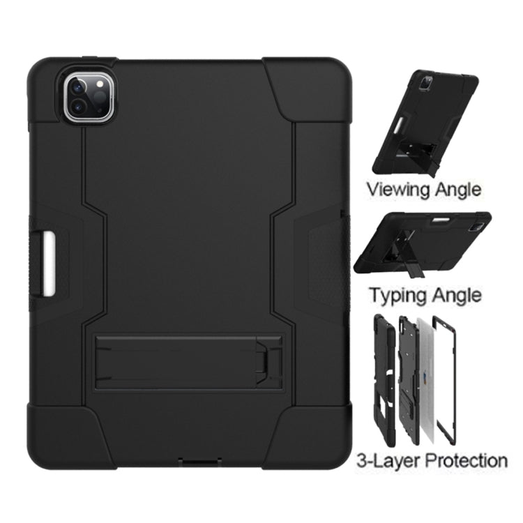 For iPad Pro 11 inch 2021 / 2020 Contrast Color Robot Shockproof Silicon + PC Protective Tablet Case with Holder & Pen Slot