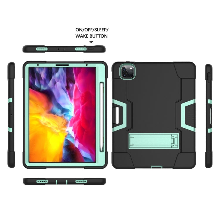 For iPad Pro 11 inch 2021 / 2020 Contrast Color Robot Shockproof Silicon + PC Protective Tablet Case with Holder & Pen Slot